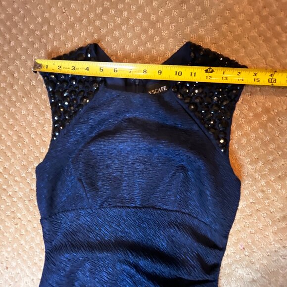 Xscape Navy Black Cocktail Fitted Knee Length Formal Dress SZ 8 Wedding Party - Picture 11 of 15